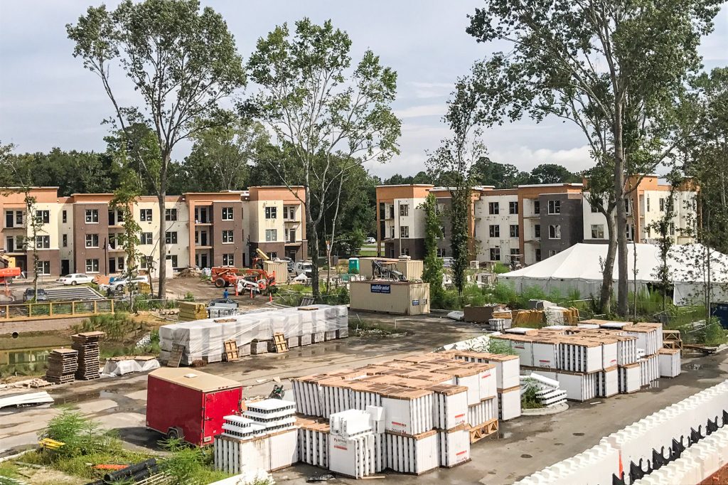 17 South Apartments construction site showing multiple ICF apartment buildings and Amvic™ ICF materials