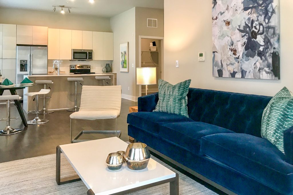 Interior of a completed apartment at 17 South Apartments, part of the Charleston ICF multifamily development