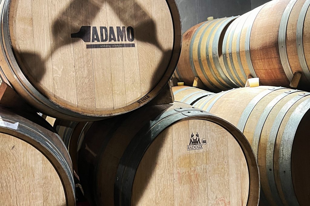 Wine storage at Adamo Estate Winery