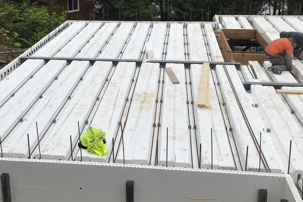 AmDeck Pro ICF roof decking installed before reinforced concrete pour