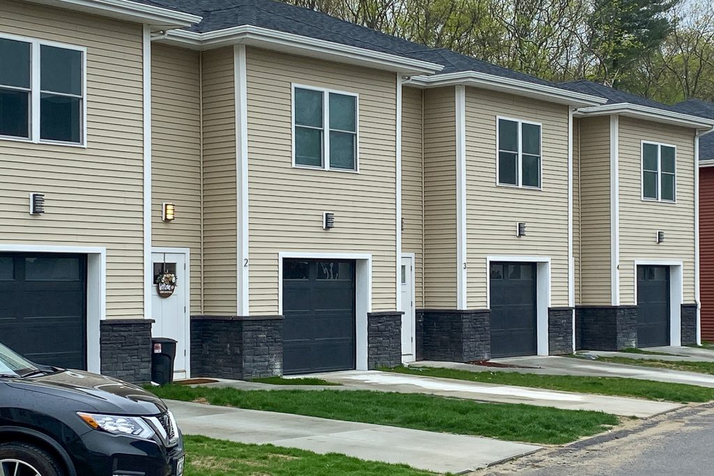 Completed Boulder Farms Townhomes multifamily development in Johnston, Rhode Island, built with Amvic™ ICF exterior walls.
