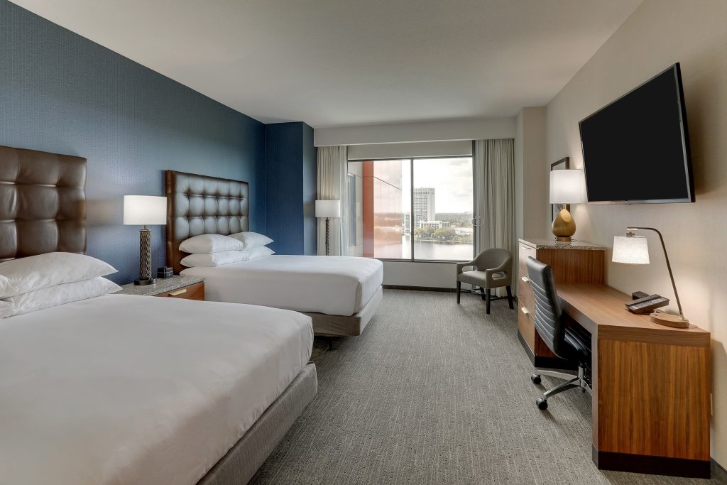 Guest room interior at the Drury Plaza Hotel in Lake Buena Vista, Florida